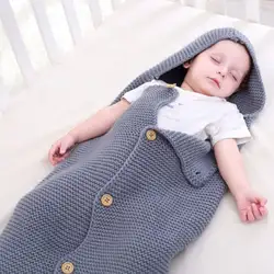 Теплое детское одеяло мягкий детский спальный мешок для ног Хлопковый вязаный Конверт для новорожденных утолщенные дизайнерские