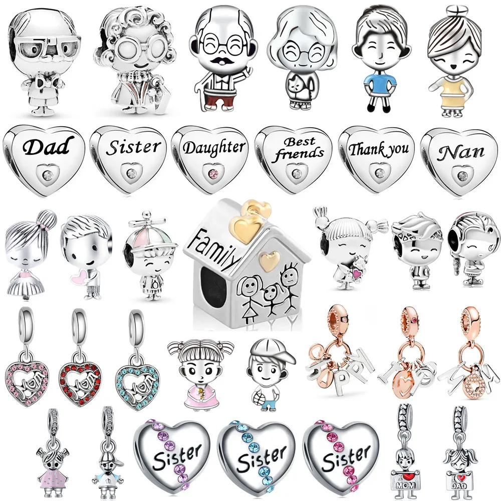New Cute Boy Girl Forever Family Tree Lock Heart Beads Fit Charms Pandora Originali Bracciale In Argento Gioielli Da Donna Fai Da Te