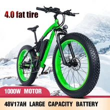 Электрический велосипед 26*4,0 дюймов алюминиевый электрический велосипед 48V17A 1000 Вт 40 км/ч 6 скоростей мощный Fat Tire велосипед Горный Снежный велосипед