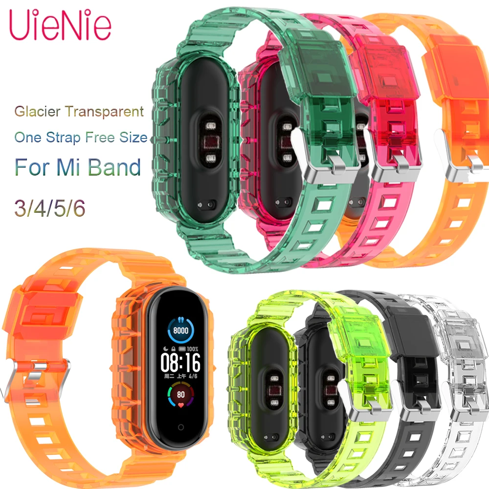 Ремешок из ТПУ Для Xiaomi Mi Band 3/4/5/6 прозрачный один ремешок для наручных часов