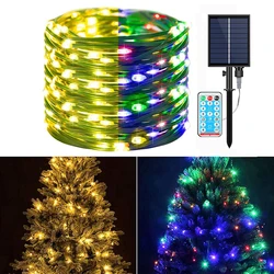 100/200 LED Dual Color Changing Christmas Solar String Lights with Remote/Timer 8 Modes Waterproof Solar Garland Fairy Lights