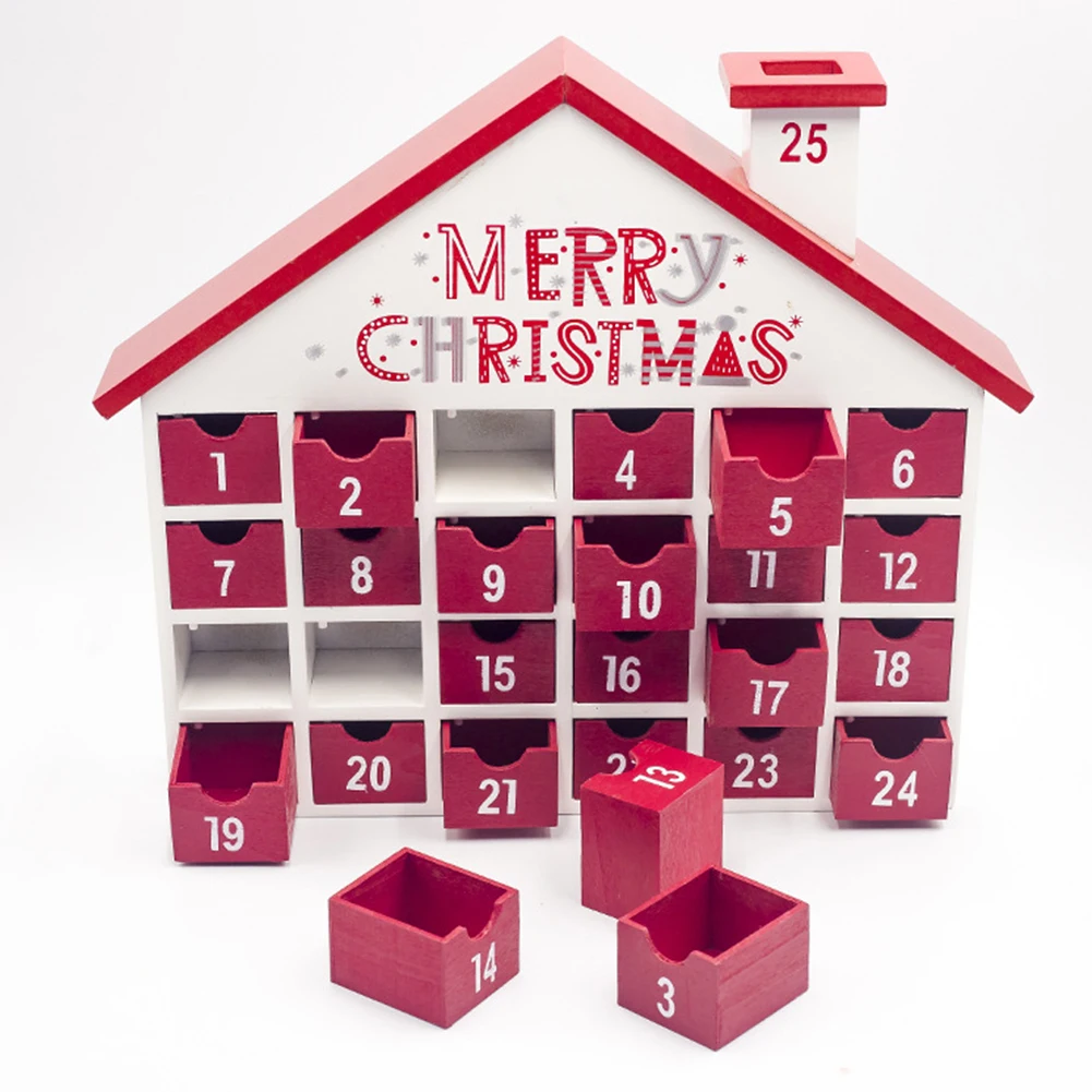 Advent календарь 24 ящика обратного отсчета коробка для хранения конфет игрушки дома Рождественский подарок декор орнамент стол деревянные дети