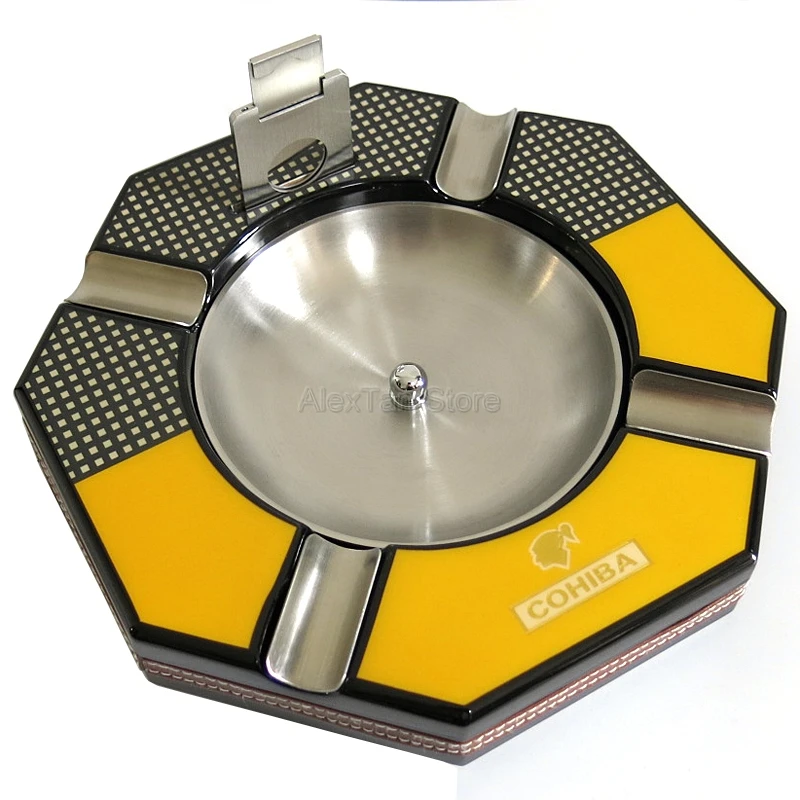Бренд COHIBA, съемная миска, антискользящий резак, для дома и офиса, 4 сигары, металлический держатель, 4 слота, сигарета, сигара, для автомобиля, бизнес пепельница