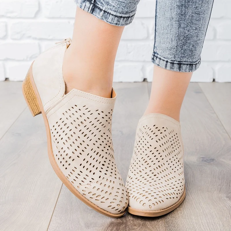 

Summer Autumn Ankle Women Boots Square Heel Slip On Casual Ladies Shoes Flat Platform Shoes For Women Loafers Female Shoes