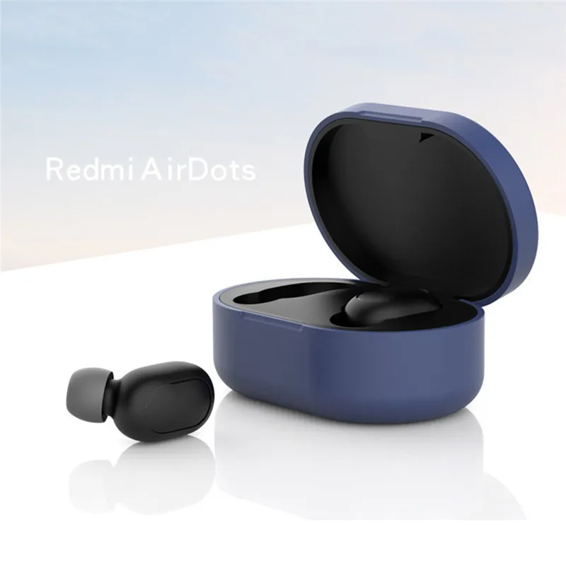 Для Xiaomi Redmi Airdots защитный чехол для наушников Новое поступление силиконовые TWS Bluetooth наушники модная версия беспроводной - Цвет: Тёмно-синий