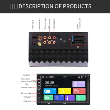 

DC 12V Car Stereo Radio For Apple CarPlay 7.0" Double Din Android Player FM MP5