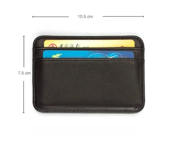 New Slim 100% Sheepskin Genuine Leather Men's Wallet Male Thin Mini ID Credit Card Holder Small Cardholder Purse For Man 6