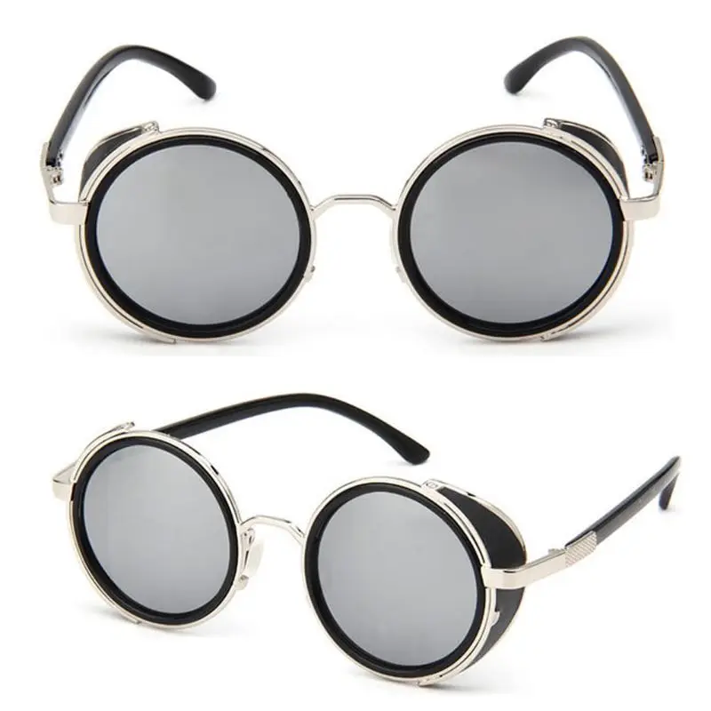 Кибер очки 50s круглые очки Классические стимпанк Солнцезащитные очки Ретро стиль Блиндер MAR18_15