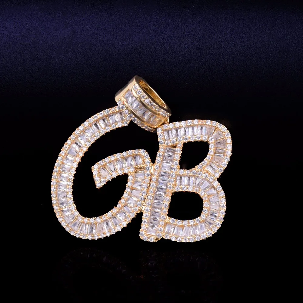 Ожерелье с подвеской в стиле хип-хоп с надписью "багет", на заказ, золотое, серебряное, с цирконием, для мужчин и женщин, ожерелье в стиле хип-хоп, ювелирные изделия