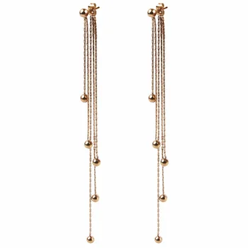 Wholesale Fashion Festival Chain Steel Ball Rose Ggold Tassel Earrings Long Beads Earrings Women Jewelry Free To Send Wholesale