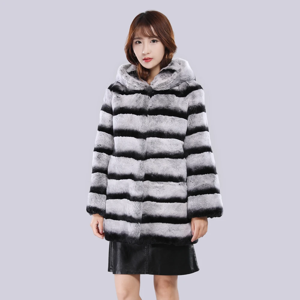 Lady Winter Genuine Real Rex Fur Jacket Women Hooded Rex Rabbit Fur Coat High Quality Brand Natural Rex Rabbit Fur Overcoat