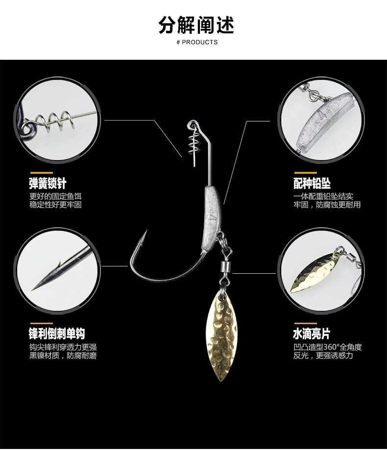 2/3/4 wide belly single hook with lead crank sequin lures lead jig head with VIB spinnerbait weightier Sinker Anticorrosive