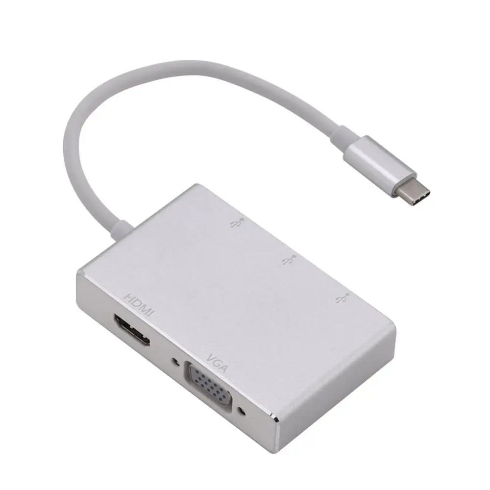 5 в 1 многофункциональный конвертер Тип с разъемами типа C и HDMI VGA USB 3,0 мульти-для подключения ЖК-дисплея к порту и застежка-игровой адаптер кабель - Цвет: Белый