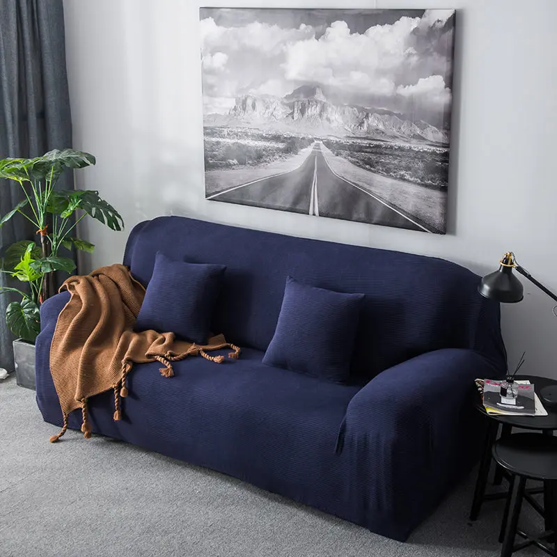 Navy blue 1/2/3/4 местный универсальный из однотонного плюша; Сезон Зима; диванных чехлов эластичный чехол для дивана для гостиной диван мебель протектор чехлов - Цвет: Navy blue