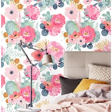 HaokHome пилинг и палка цветочные обои розовый/зеленый/Whtie виниловые самоклеющиеся декоративные для спальни девушки комнаты