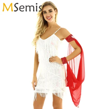 

One Piece Belly Dance Chiffon Oversleeve Hook and Loop Fastening Arm Cuff with Bright Beads Shiny Sequins Costume Accessory