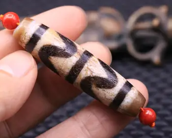 

Rare Pattern Tibetan Old Agate tiger-tooth Totem 58mm dZi Bead