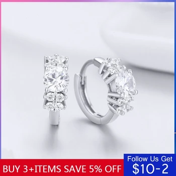 

CodeMonkey 925 Sterling Silver Crystal Round Circle Clear Cubic Zircon Earrings for Women Sterling Silver Jewelry CME485