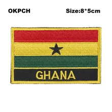 Гана квадратной формы флаг железа на патчи орзен вышивка патч пользовательские наклейки для одежды PT0084-R