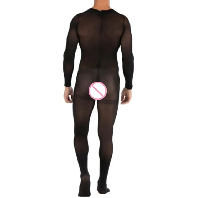 Men Bodysuit Jumpsuit Men Lingerie Briefs Body Hose Men's Bodystocking Seamless Sleepwear Sexy Body Lingerie Crotchless Bodysuit Men Pantyhose Long sleeves Underwear