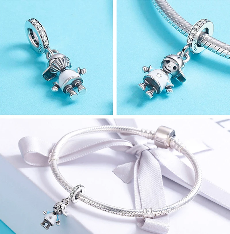 DIY Серебряный Шарм Подходит браслет Pandora бусины 925 пробы серебряные ювелирные изделия для женщин подарок на Рождество/День Святого Валентина