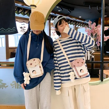 

Corduroy small bag 2020 new messenger bag one shoulder cute bear pendant foreign cartoon