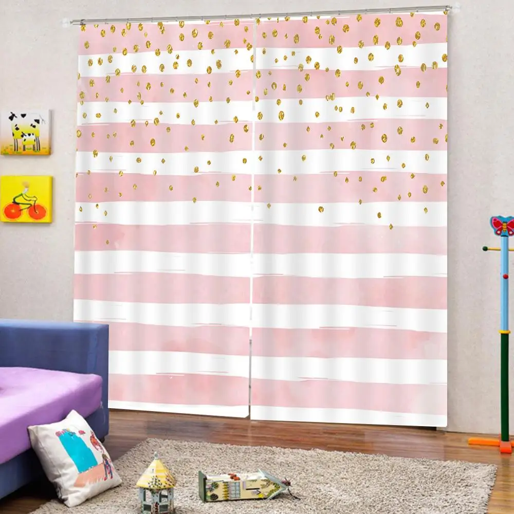 Moder Розовая белая полоска желтая Алмазная занавеска для окна гостиной спальни