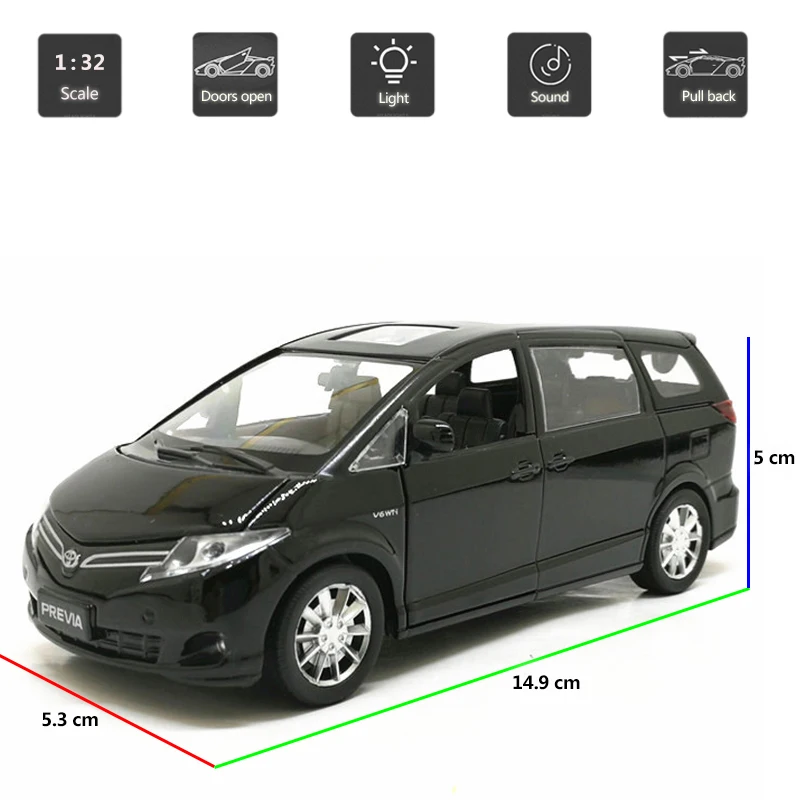 Весы HOMMAT 1:32 Toyota Previa MPV металлические Литые диски и игрушечные автомобили модели