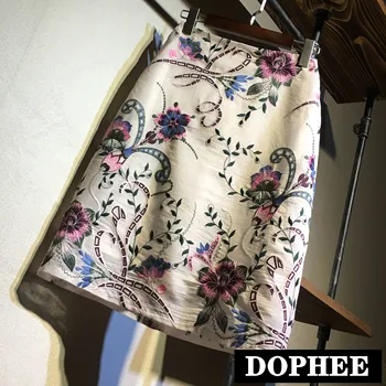 

INS Embroidered Floral Skirt Women's 2020 Summer Fall New Mid-Length High Waist Slim A- Line Mesh Skirt Elegant Lady Skirts