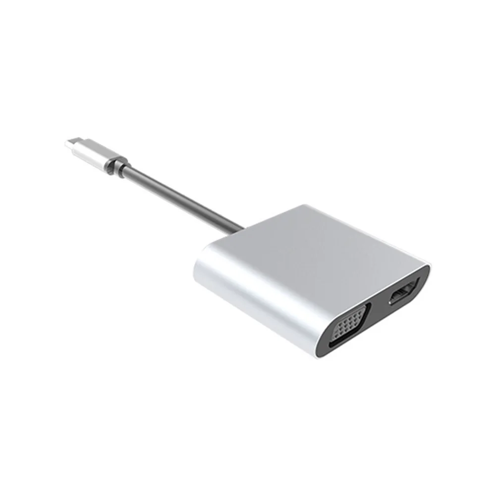 4 в 1 видео конвертер серый тип-c к HDMI адаптер USB C 4k быстрое зарядное устройство VGA алюминиевый сплав PD домашние ноутбуки аудио