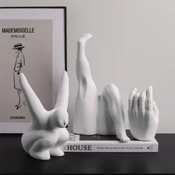 Ornements créatifs d'art corporel en céramique blanche, bibliothèque de bureau, ornements doux, mobilier artisanal, décoration de maison 