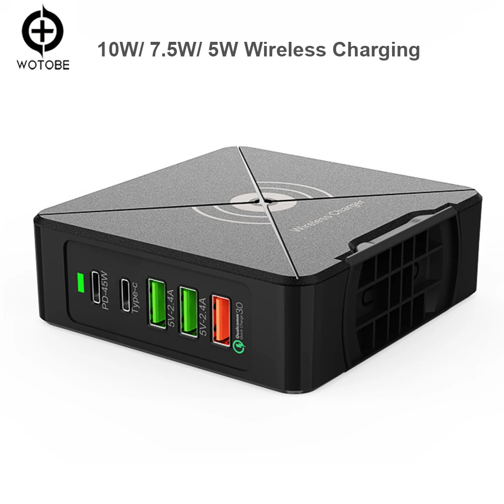 wireless charging 45 Вт PD зарядное устройство MAX 75 Вт type-C адаптер для ноутбука 10 Вт Беспроводная зарядка QC3.0 Быстрая зарядка для iPhone/iPad/Mac book/samsung - Цвет: wireless charging