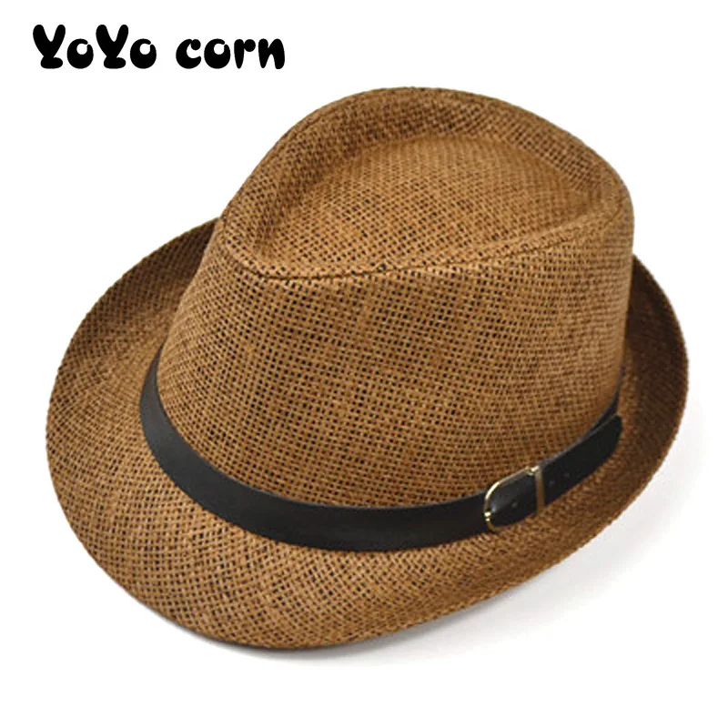 YOYOCORN, ремень, шляпа джентльмена, для женщин, мужчин, шляпа от солнца для мальчиков, летняя кепка, Повседневная Соломенная Кепка, для детей, однотонные, капот, шапки для девочек - Цвет: 04