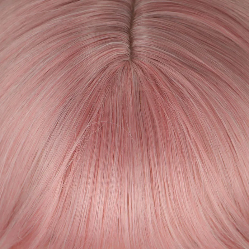 WHIMSICAL W Short Natural Wave Hair Wigs with Bangs Pink Beige Orane Heat Resistant Hair Synthetic Wig for Women