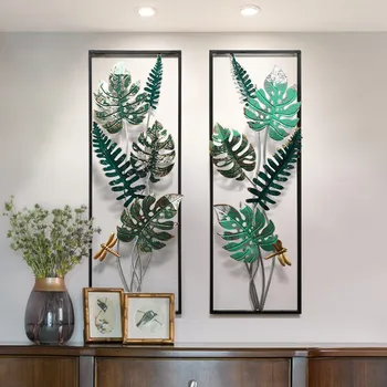 

American-style 3D simulation green plant wall ornaments hand-painted creative living room home porch aisle wrought iron wall orn