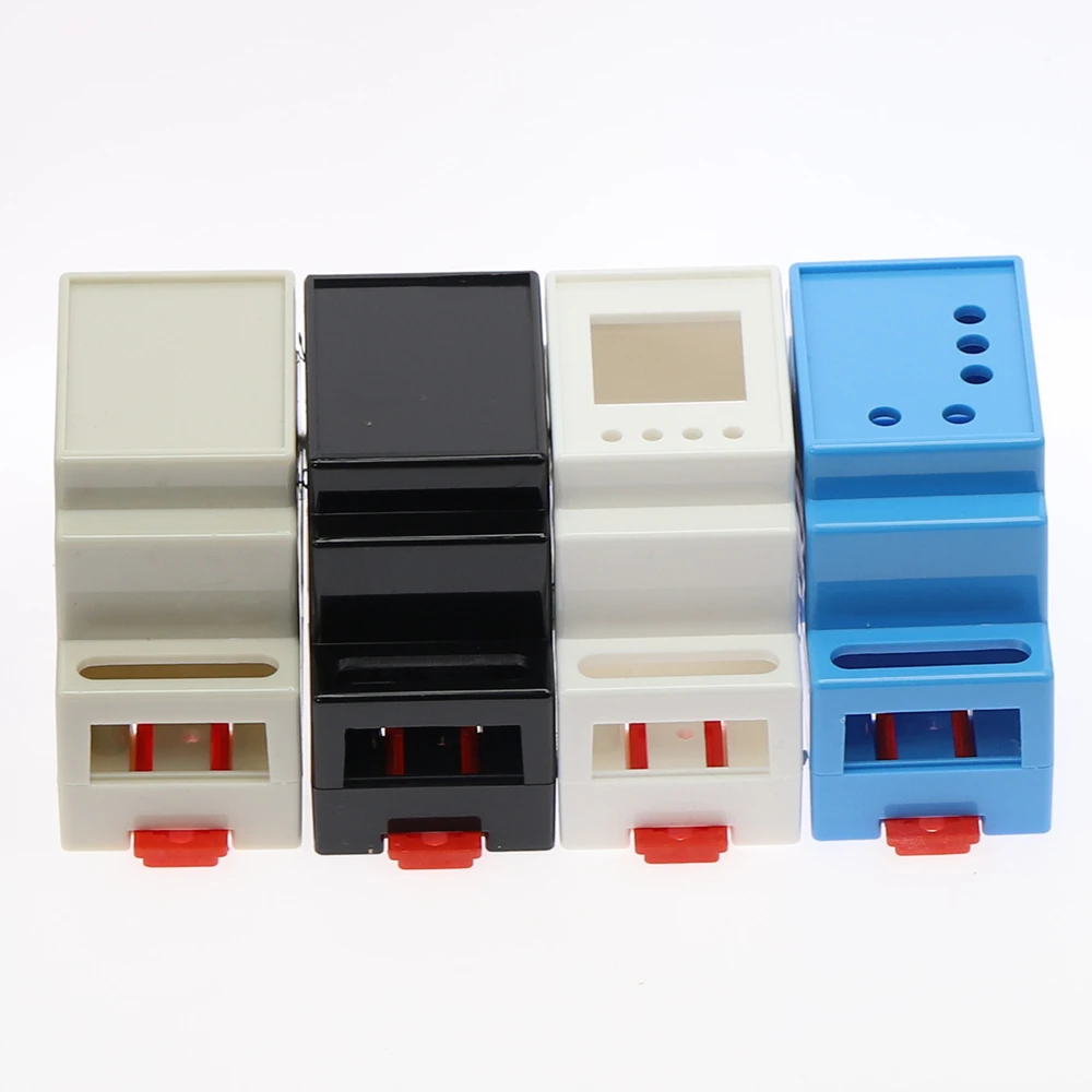DIN Rail PLC Junction Box - Plastic Electronics Project Case in 4 Colors (88x37x59mm) - 35-Rail Mounting Housing