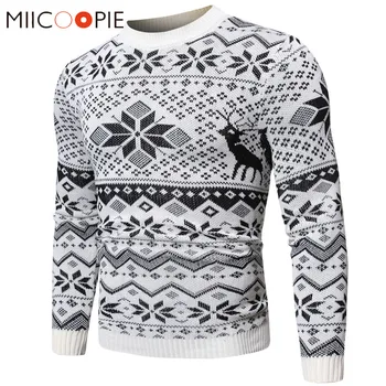 

Mens Pullover Knitted Sweaters 2019 New Brand Snowflake Winter Christmas Sweater Men High Quality O-Neck Soft Warm Trui Mannen