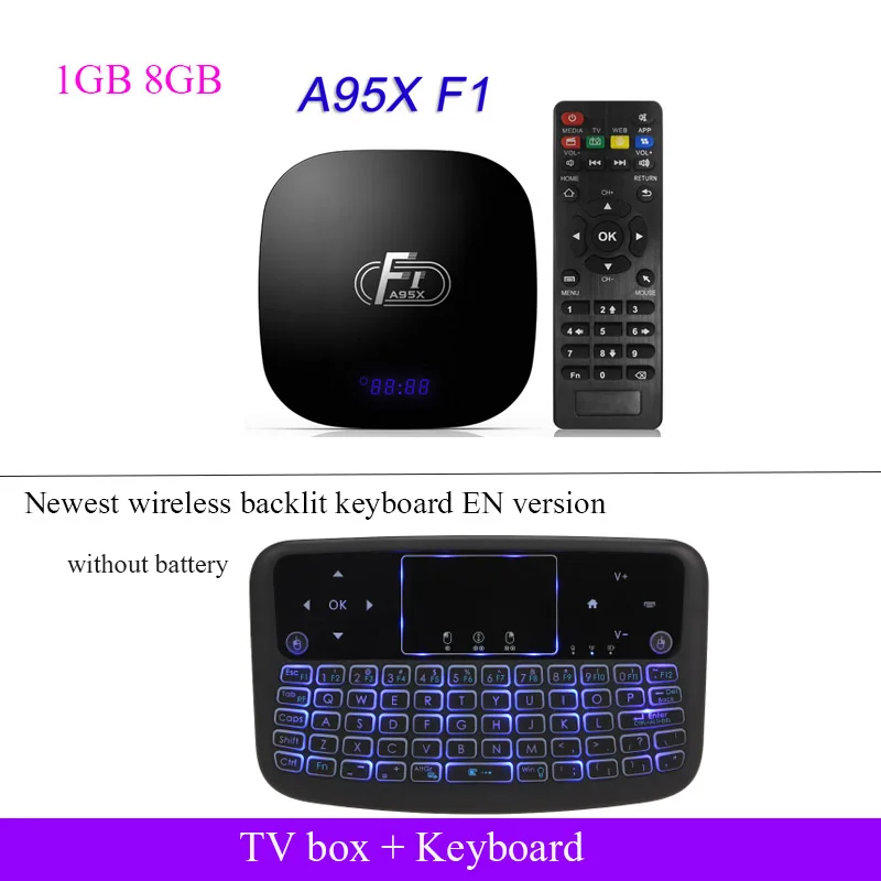 A95X F1 Android ТВ приставка Смарт ТВ приставка Android 8,1 Amlogic S905W приставка пульт дистанционного управления четырехъядерный VP9 H.265 2,4G WiFi HD приставка ТВ - Цвет: 8G box new EN keyboa