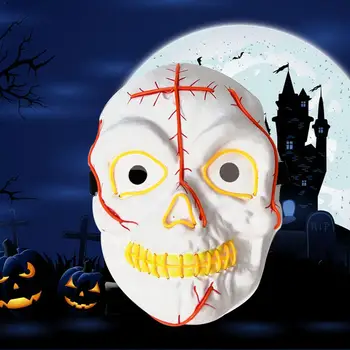 

Hot Sales Glowing Mask EL Cold Light Halloween Scared Blood Scars LED Horror Mask LED Party Scary Mask Party Glowing Dance Custu