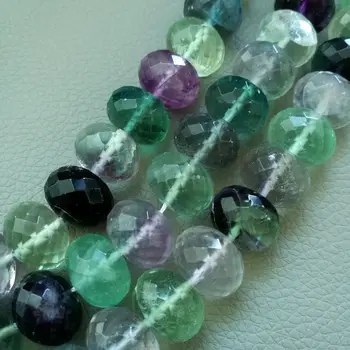 

8SE11210 10x14mm faceted Rondelle Purple Fluorite bead strand 15.5"