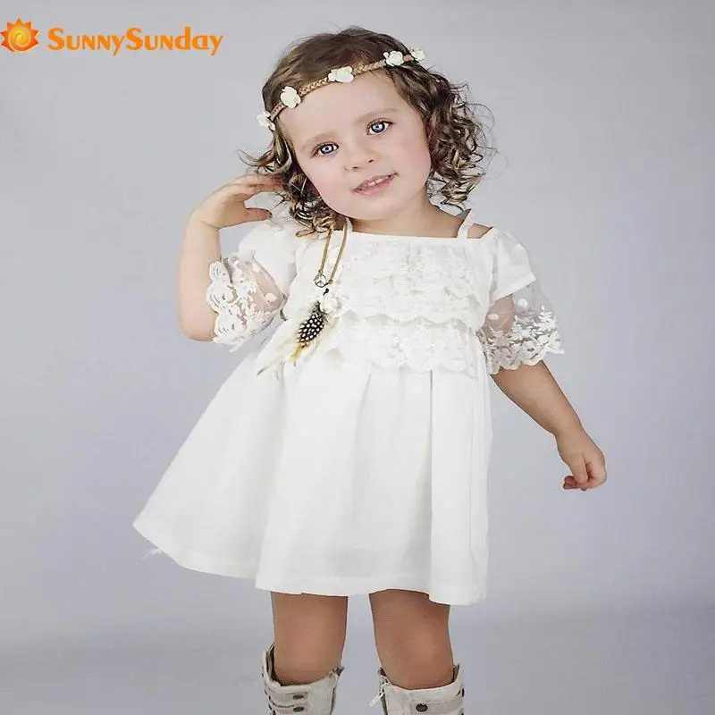 Ins От 2 до 8 лет летнее платье для девочек белое кружевное принцессы детская одежда