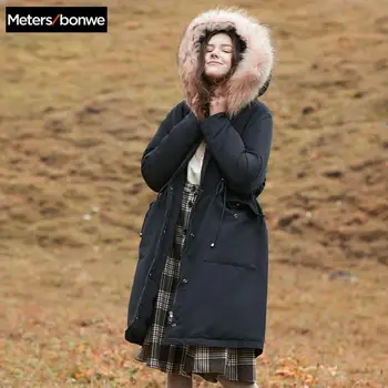 

Metersbonwe Long Warm Down Parkas Women Winter Warm 90% White Duck Down Hooded Female Turndown Collar Coat Winter Outwear