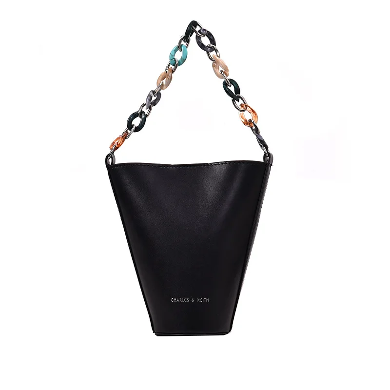 Fashion Acrylic Chain Buckets Bag Designer Women Handbags Luxury Pu Letaher Shoulder Crossbody Bag Casual Totes Small Purse Sac