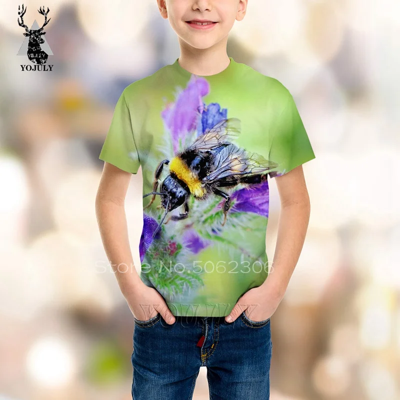 8 3D print girls boy bee t shirt fashion off white Anime Harajuku t-shirts modis kids O-neck Short Sleeve Hip Hop streetwear tops - Цвет: 8