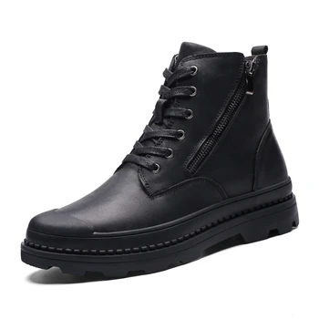 

Men Boots Men Winter Sheos Genuine Leather Men Military Boots Warm Fur Winter Boots Male Black Men Footwear Big Size 47