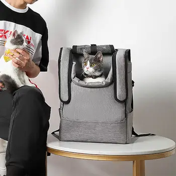 

Small Pet Dog Cat Carrier Foldable Backpack Transparent Mesh Ventilation Bag Pouch Breathable for Travel Hiking Walking Outdoor