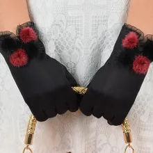 Женские зимние перчатки бархатные теплые перчатки на запястье толстые варежки с бантом Элегантные Роскошные перчатки для женщин guantes