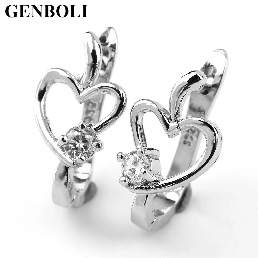 Fashion Stud Earrings Elegant Peach Heart-shaped AAA Grade Zirconium Buckle Personalized Exquisite Silver Hot! | Украшения и