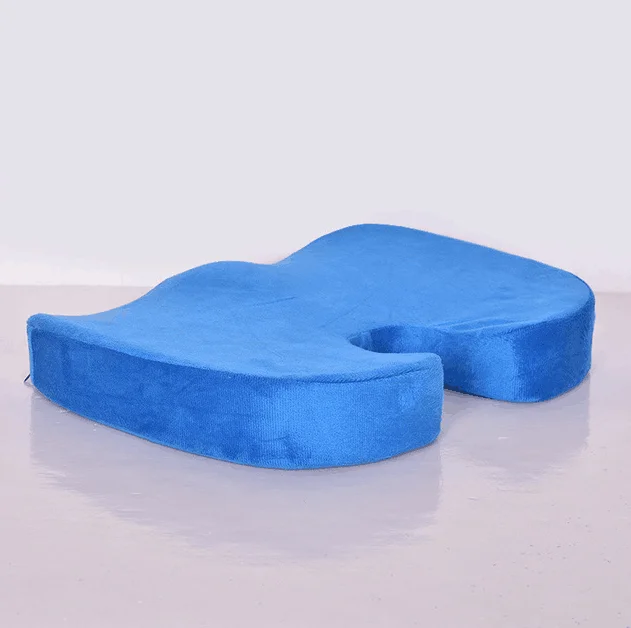 Подушка медленный отскок поддержка талии набор для домашнего офиса забота о здоровье стул подушка 2 в 1 бамбуковое волокно пены памяти подушки сиденья - Цвет: cushion blue