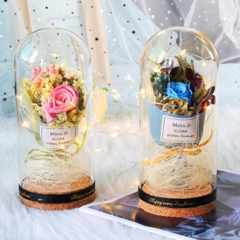 

Beauty and the Beast Valentine's Day GIFT, Rose in Crystal Dome with Lights, Eternal Royal Rose, Wedding Party, Gif, Home Decor